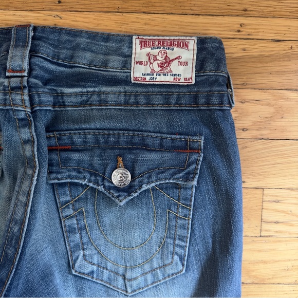 vintage y2k true religion joey destroyed medium low rise flares 28 - Picture 5 of 7